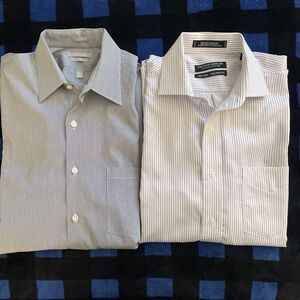 Lot Of 2 Long Sleeve 15.5-33/32 Dress Shirt-1 Van Heusen And 1 Forsyth Of Canada